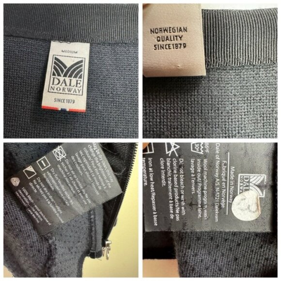 Dale Of Norway Merino Wool Jacket Black Gray Zipper Sweater Cardigan Knit Top M - Picture 15 of 16